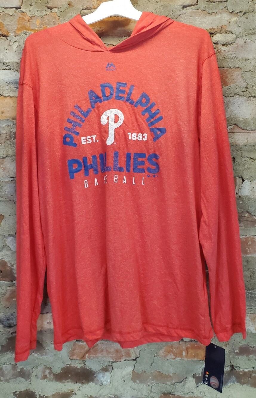 Majestic Philadelphia Phillies Mens XL Hoodie Orange MLB Baseball Pullover